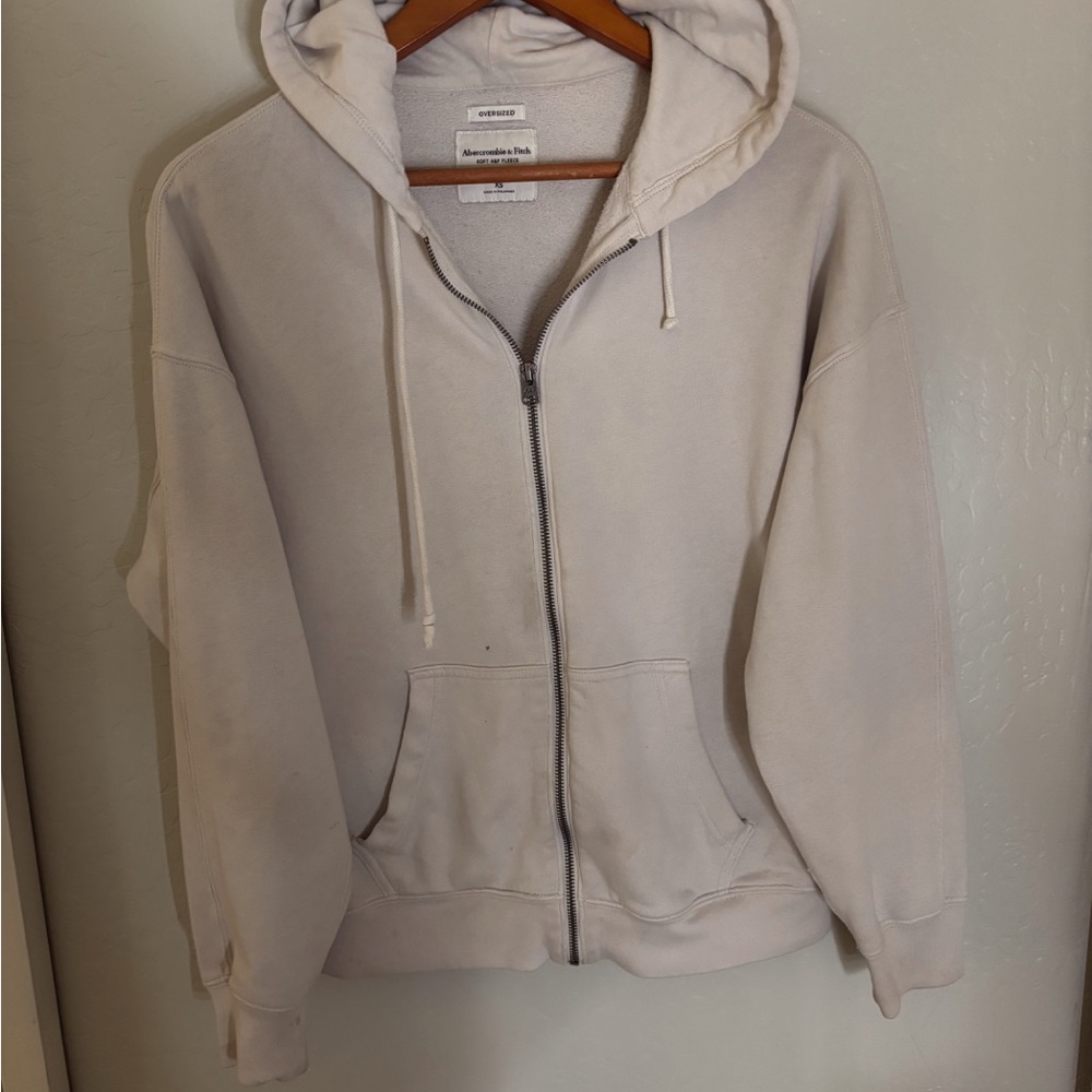Abercrombie & Fitch Off-White Zip-Up Hoodie